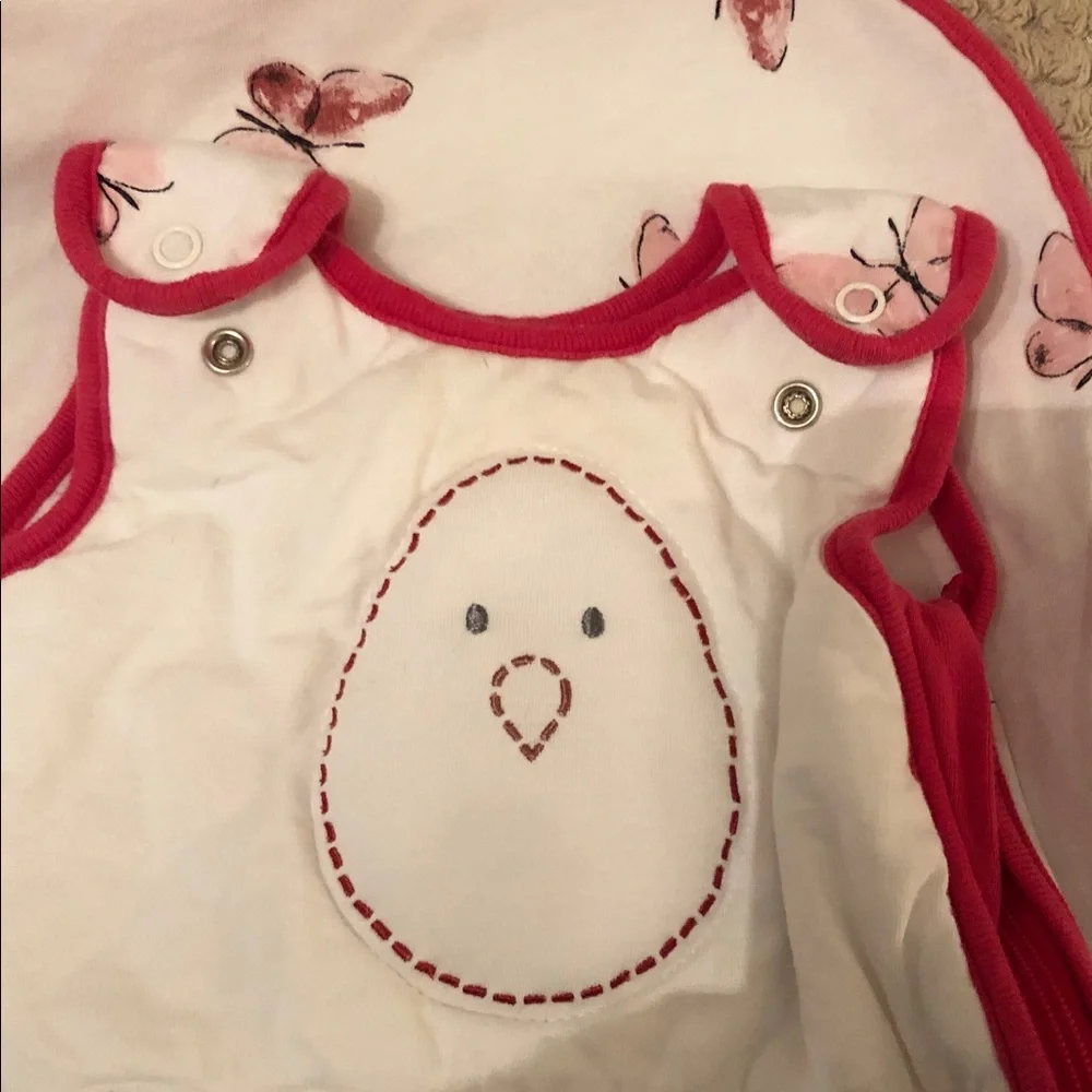 Nested Bean Pink Butterfly Diaper Cover with Chick Embroidery